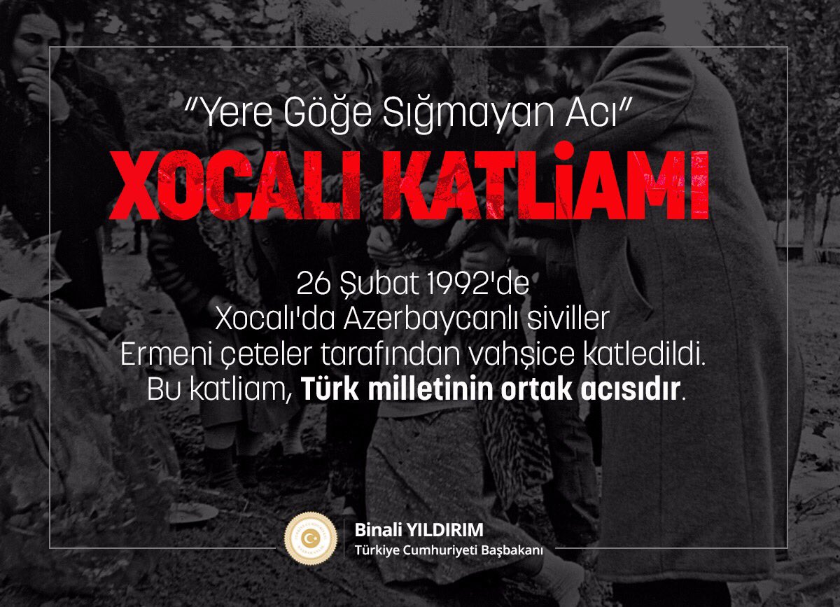 "25 yıl önce bugün,Ermeni çeteler tarafından işgal edilen #Xocalı'da vahşice katledilen soydaşlarımızı rahmetle anıyorum" #JusticeforKhojaly