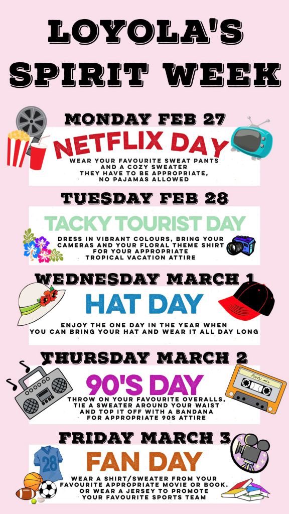 hawksLSC2's tweet photo. Spirit week schedule! Can't wait to see what everyone has planned! https://t.co/MZ0gsgbG91