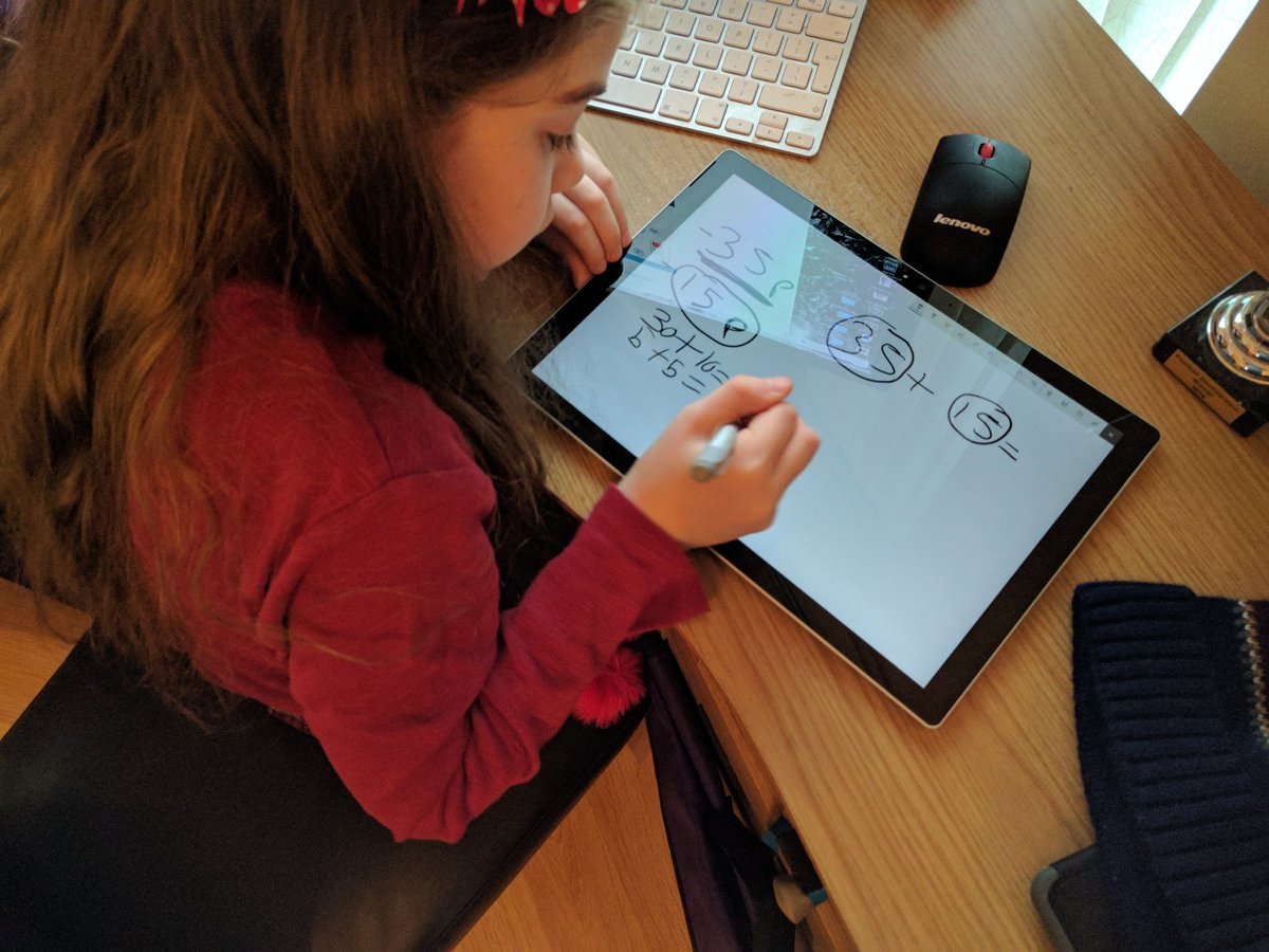 MrPaulDredge's tweet photo. Using my @surface Pro 4 to help her with maths. She found it so much better than using pen and paper for working out #SurfaceEd #SurfaceEdu https://t.co/64OLVUBgeL