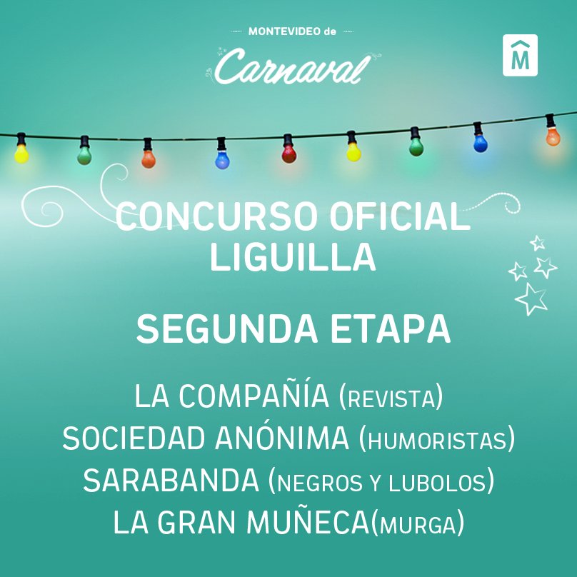 Segunda etapa de la Liguilla del Concurso Oficial de #Carnaval.

Toda la programación➡️bit.ly/2lQURwV 

#MontevideoDeCarnaval 🥁🎉🎭