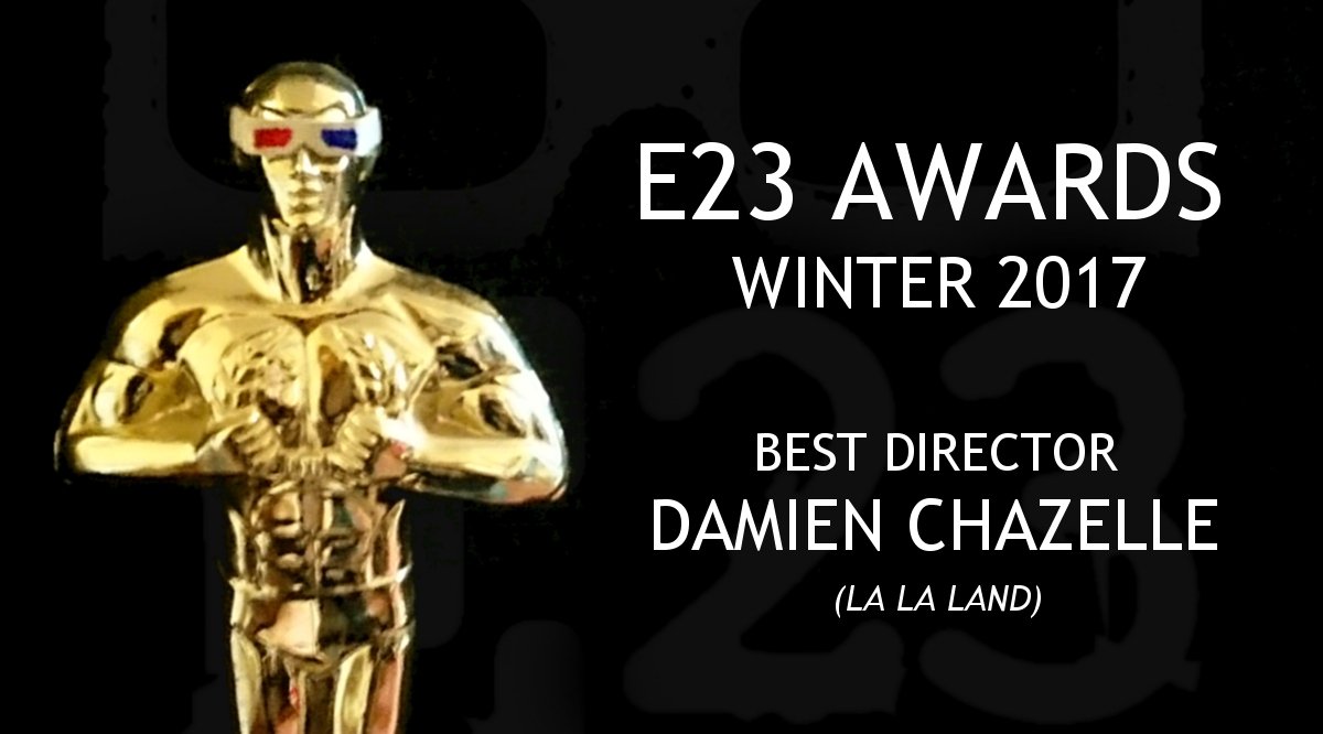 E23films's tweet photo. The E23 Award (Winter 2017) for Best Director goes to...

Damien Chazelle! (#LaLaLand) https://t.co/mRgXBg1C4X