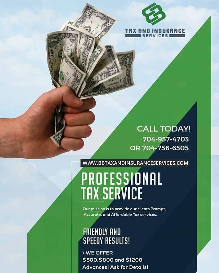 bbtaxservices's tweet photo. IT'S TAX TIME!💰 We only charge $50 &amp;☝with $500-$1200 advances available. No 🚳? We can do your taxes over the ☎ We make it easy &amp; affordable! https://t.co/uKTOft0XDD