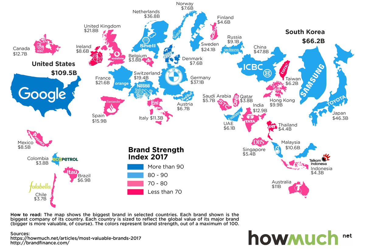 the Most Valuable Brand for Each Country #Brand #marketing 
visualcapitalist.com/map-shows-valu…