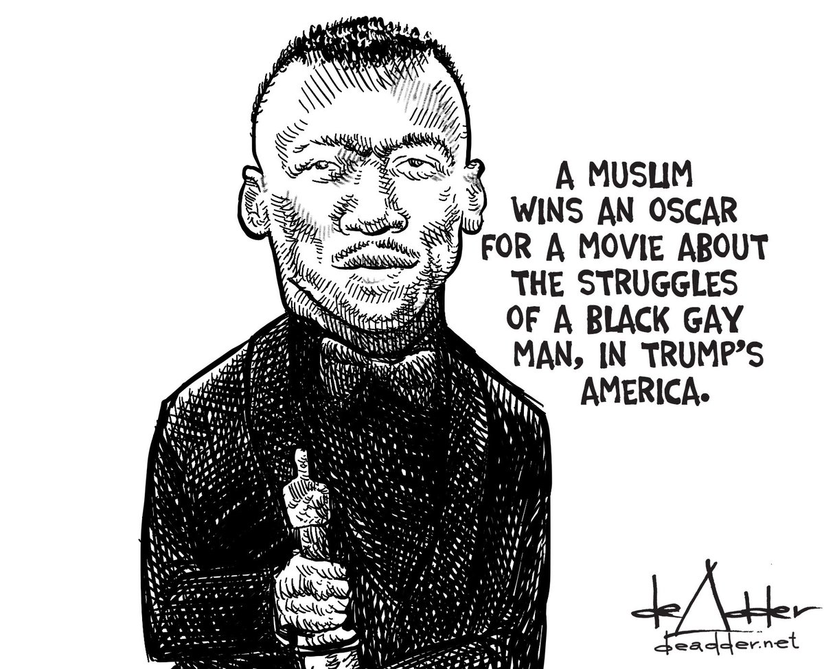 deAdder's tweet photo. The #oscars flips Donald Trump the bird. #Moonlight #MahershalaAli https://t.co/ci3R8EyZvK