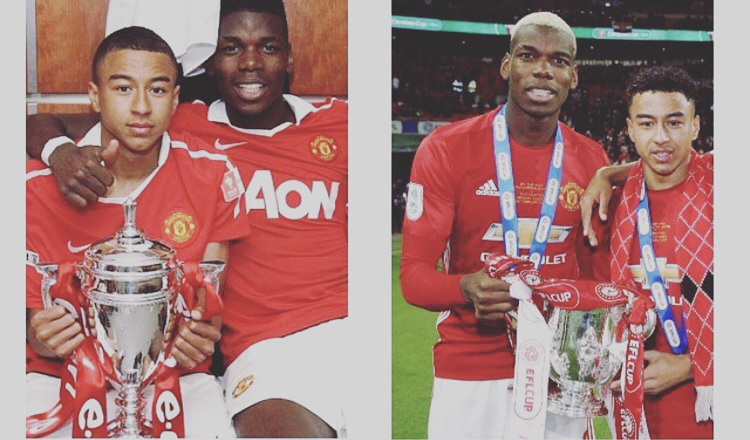 JesseLingard's tweet photo. Red through and through!! Great feeling to lift another trophy with my boy @paulpogba 🏆🏅🔴 #NeverFollow #manchesterunited https://t.co/8pDKlcH7g9