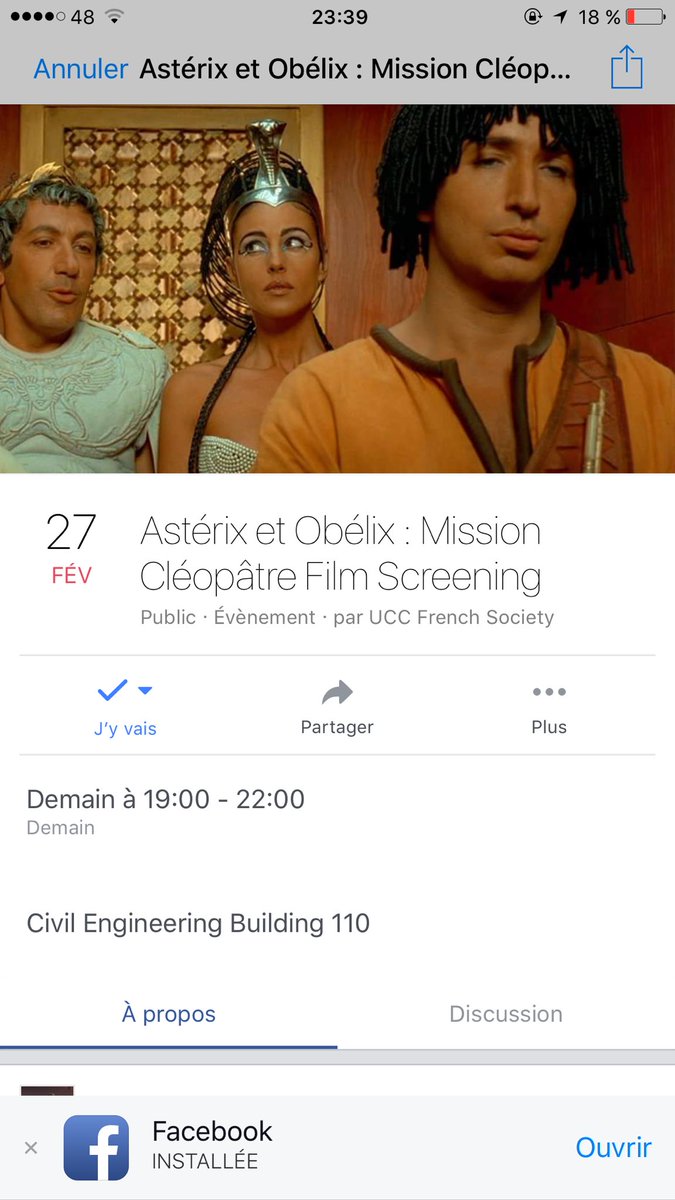 UCCFrenchSoc's tweet photo. Demain on va visionner Astérix et Obélix: Mission Cléopâtre ensemble in the Civil Engineering Room 110 at 7pm!come along for FREE  pizza 🍕🍕 https://t.co/DjXwSqbvFg