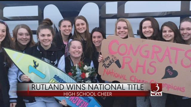 FleishMedia's tweet photo. A terrific homecoming for the Rutland #vthscheer team after winning a national title Saturday https://t.co/2ojnZML081 #VT https://t.co/9OpYkwjPob