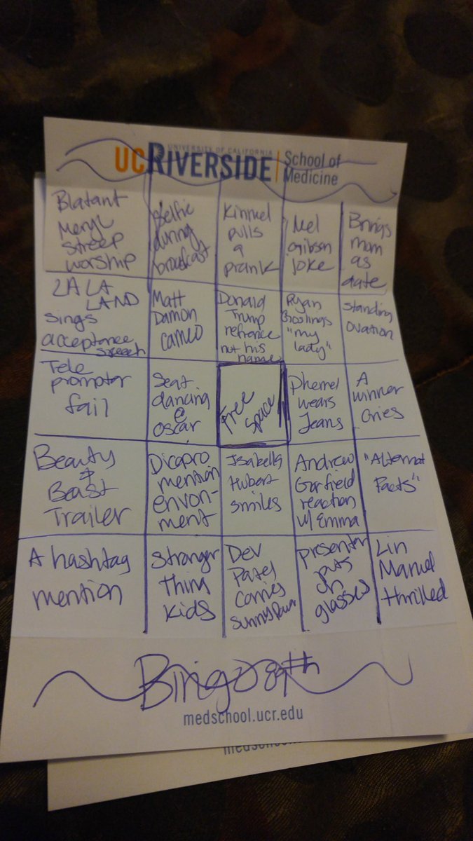 cwinterflo's tweet image. #oscars playing bingo! 4 down!