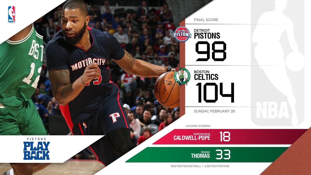 The #Pistons Playback final from @ThePalace. Back here Tuesday to play Portland. https://t.co/S48lumS1s5