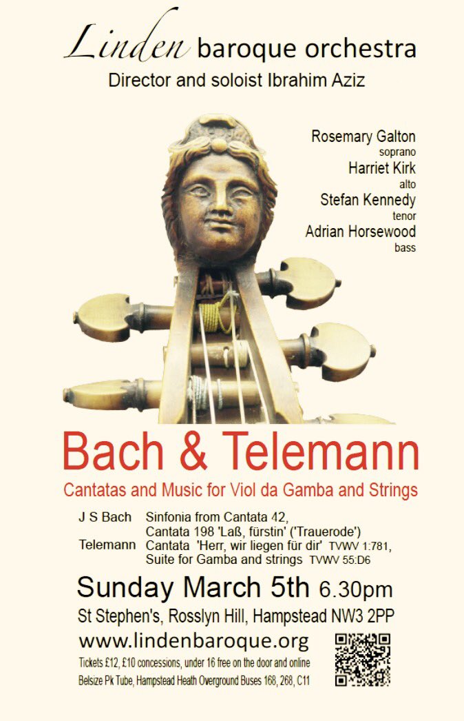 Some fabulous Bach and Telemann in this concert I'm conducting next week. Do come <a href="/Lindenbaroque/">Linden Baroque</a>