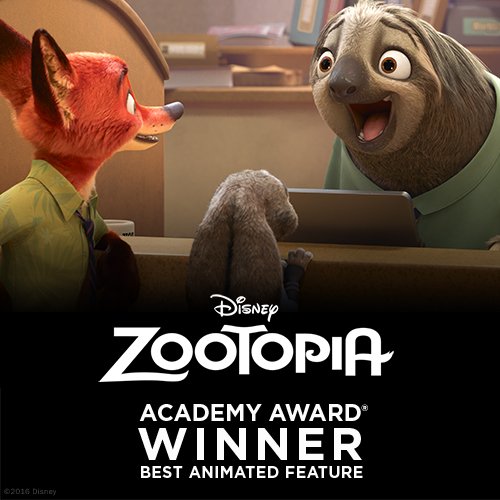Did… you… hear… the… news… ?! #Zootopia wins Best Animated Feature at the #Oscars! 😱