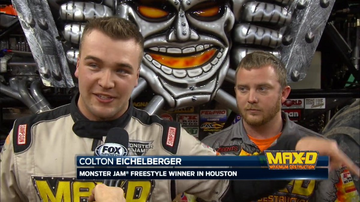 MonsterJam's tweet photo. And at #MJHouston, @coltonike took home the freestyle win and said, "Team Max-D came to Houston ... to make you fans remember us." https://t.co/UdTRlChN1x