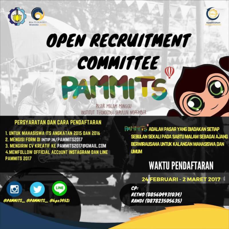 PAMMITS_'s tweet photo. Open recruitment committee PAMMITS 2017. Check this out!
#PAMMITS2017
#ITSSurabaya https://t.co/bvREWokHRn