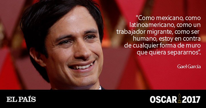 El momento de la noche: El discurso anti-Trump de Gael García Bernal #Oscars ow.ly/4eT8309nLUR