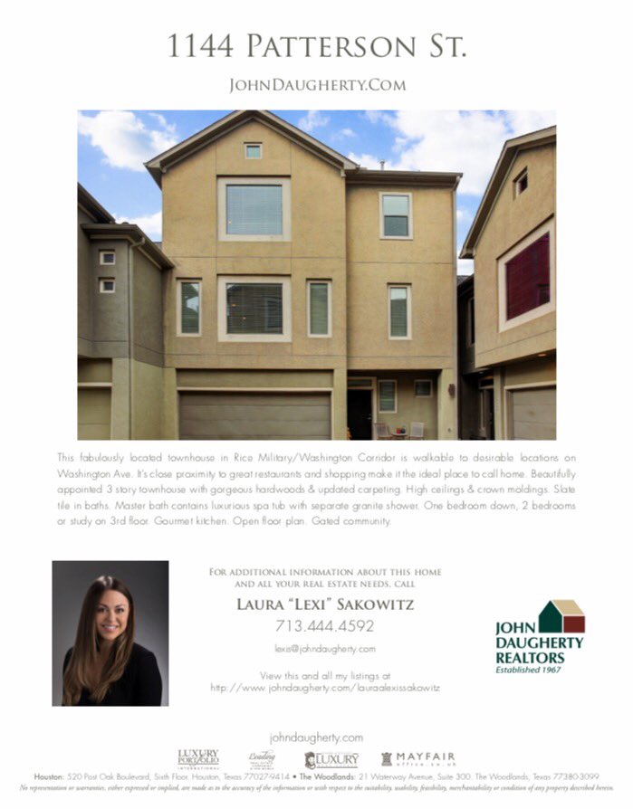 lexi_sakowitz's tweet photo. Rice military townhouse. Call for details! #houstonrealestate https://t.co/u24k7TN3X2