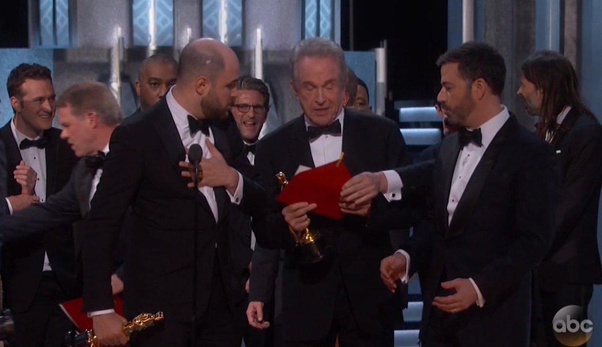 EW's tweet photo. THIS IS NOT A DRILL. #Oscars https://t.co/BZazzgb5bC