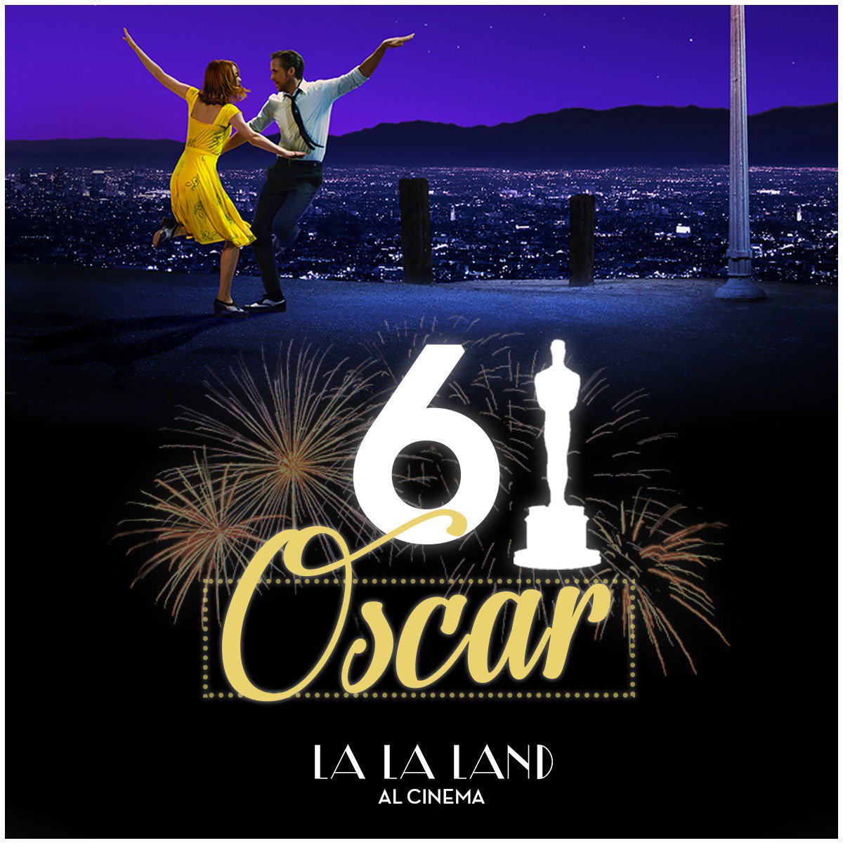 01Distribution's tweet photo. E' stata una notte piena di emozioni ed è ora di festeggiare! 6 #Oscar2017 per #LaLaLand! Complimenti #Chazelle e tutto il cast! #LaLaOscar https://t.co/iuRXy4jVd8
