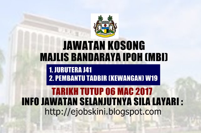 Jawatan Kosong On Twitter Jawatankosong Sila Rt Jawatan Kosong Majlis Bandaraya Ipoh Mbi 06 Mac 2017 Https T Co Khpa0tnwsx