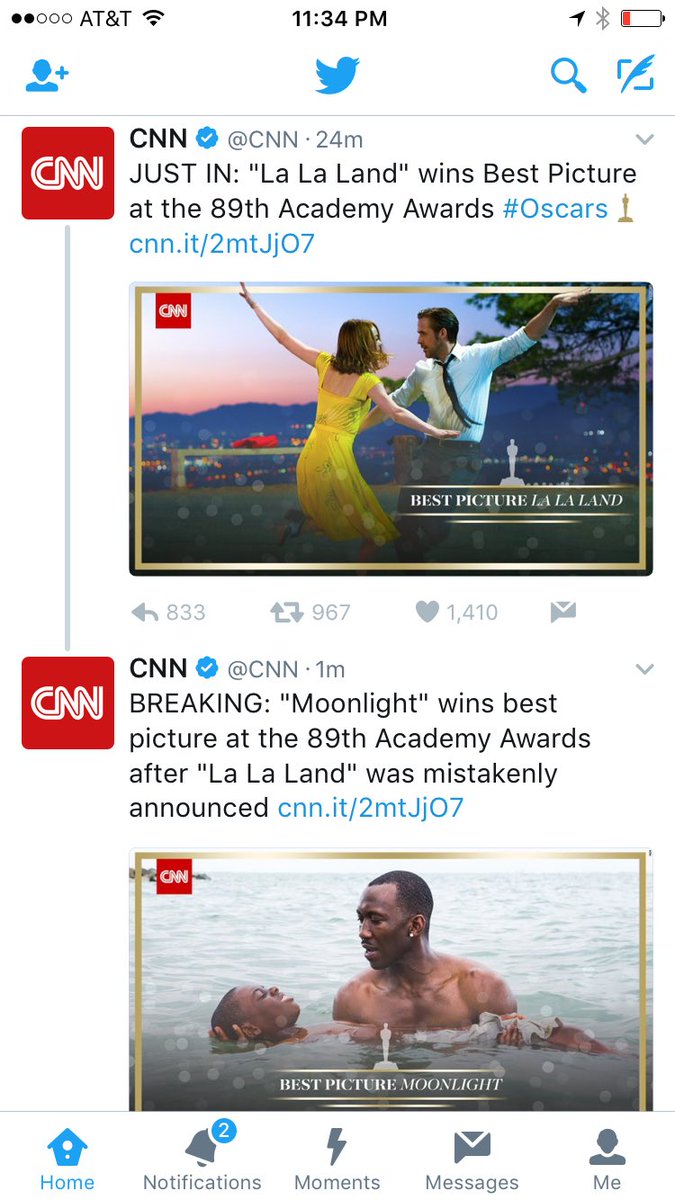 jacobpalka's tweet photo. .@CNN with that #fakenews  #Oscars https://t.co/ZiI2EyEwV2