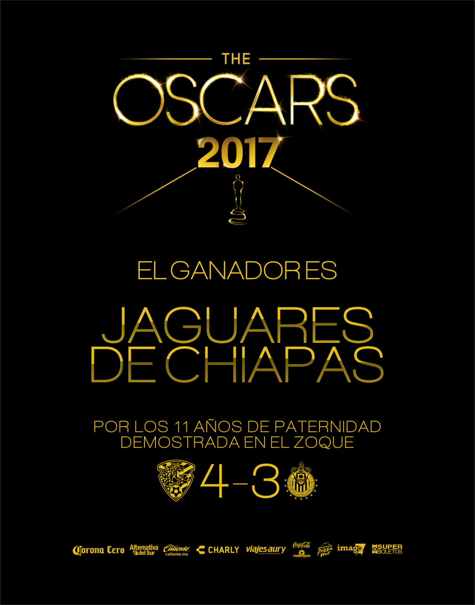 Jaguares se burla de Chivas en la noche de los Oscars con una publicación  en Twitter