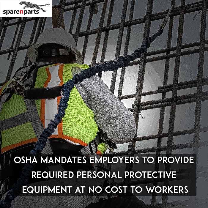 SparenParts's tweet photo. OSHA mandates employers to provide required personal protective equipment at no cost to workers.
https://t.co/B8xqS9I6oD
#Fall_Protection https://t.co/MO8ALgD5RT