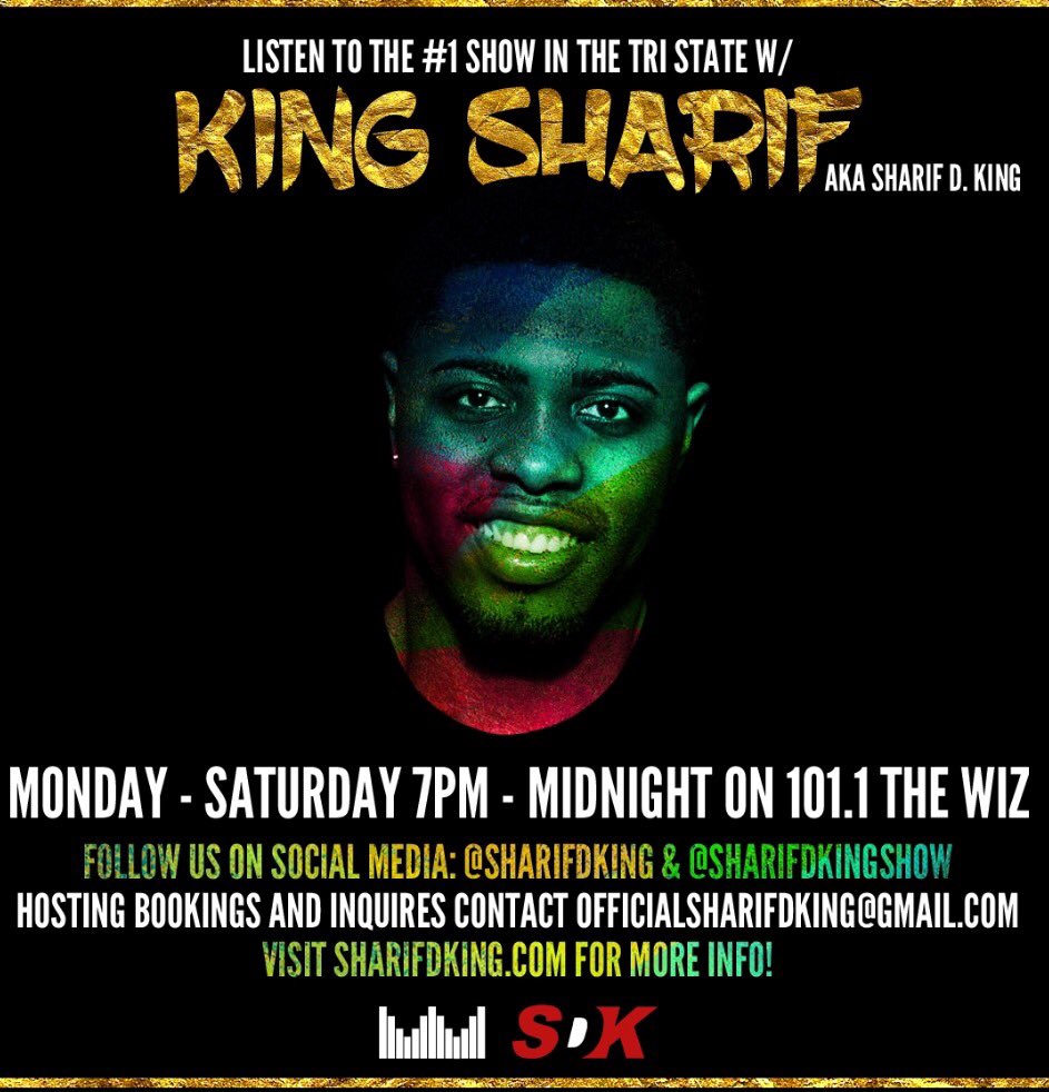 SharifDKingShow's tweet photo. Catch @SharifDKingShow 7PM - Midnight M-S W/ #TheeKoolGuy #ThePopKid Sharif D. King / King Sharif #TriStatesNumberOneHost on @wiznationcincy https://t.co/qtV0qPQcb5