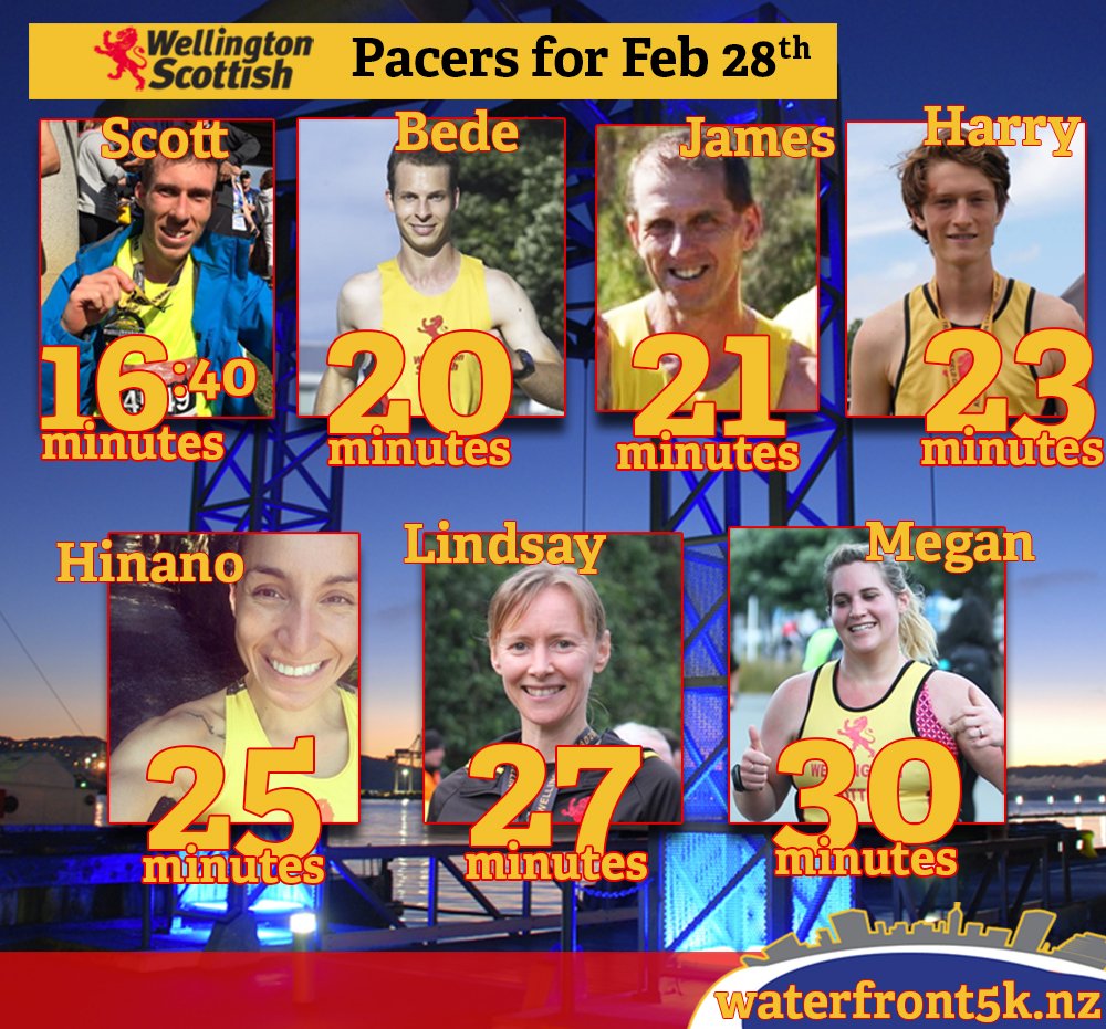Next Waterfront 5k is tomorrow (Tuesday) evening - and this weeks <a href="/wgtnscottish/">Wellington Scottish</a> pacers are  here to help you.

See you on the waterfront!