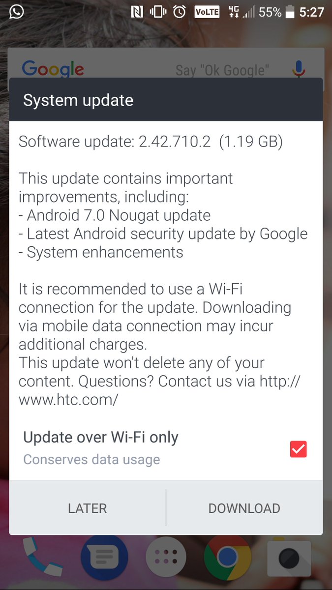 VicJunYang's tweet photo. @LlabTooFeR  HTC 10 Australia finally getting Nougat update. Rom 2.42.710.2. Currently only confirmed on Vodafone handset. https://t.co/vJSHxgLYbw