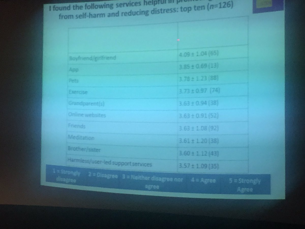 HI_NENC's tweet image. Top 10 things young people find help when recovering from self harm presented by Prof Ellen Townsend @SelfHarmNotts #suicidepreventionnenc