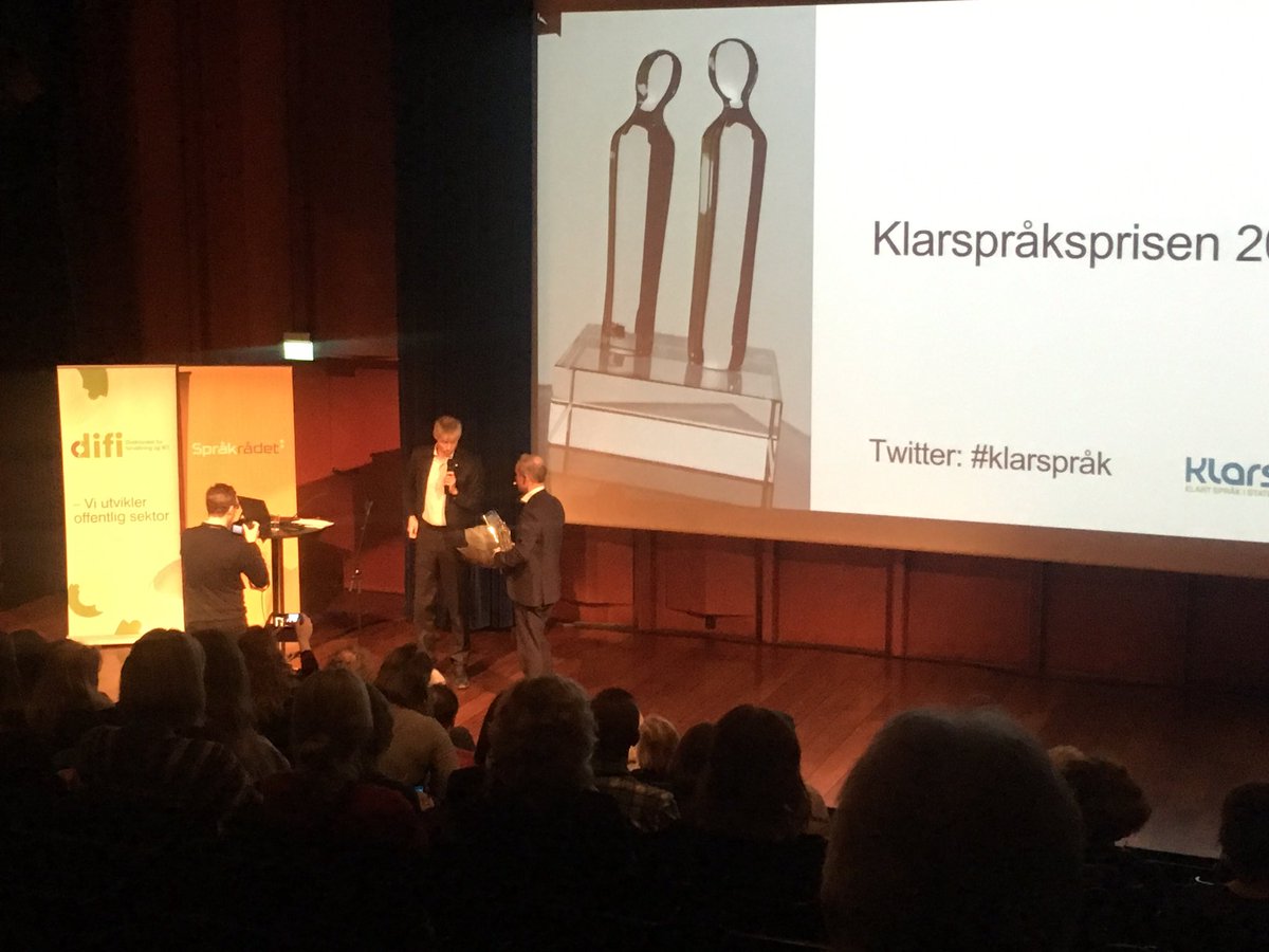 Vi gratulerer @skattedirektoratet med vel fortjent klarspråkpris! #klarspråk #retorikk