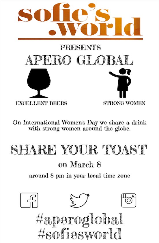 On March 8th we are celebrating #InternatonalWomensDay with women around the globe! Join us and share your toast! #AperoGlobal #SofiesWorld