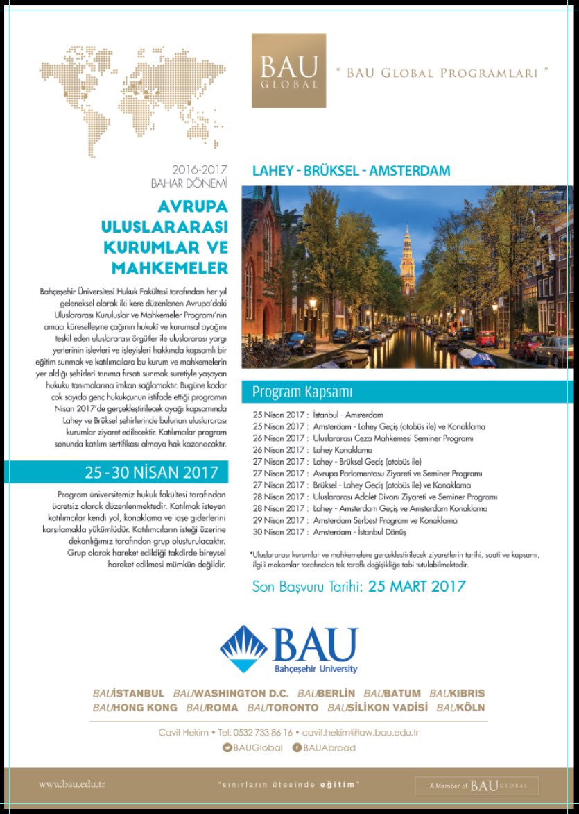 BAU Hukuk Fakültesi 25-30 Nisan 2017 "Avrupa Uluslararası Kurumlar ve Mahkemeler" Sertifika Programı <a href="/aysenuhoglu/">ayse nuhoglu</a> <a href="/BAUHukuk/">BAU Hukuk Fakültesi</a> <a href="/Bahcesehir/">Bahçeşehir Uni (BAU)</a>