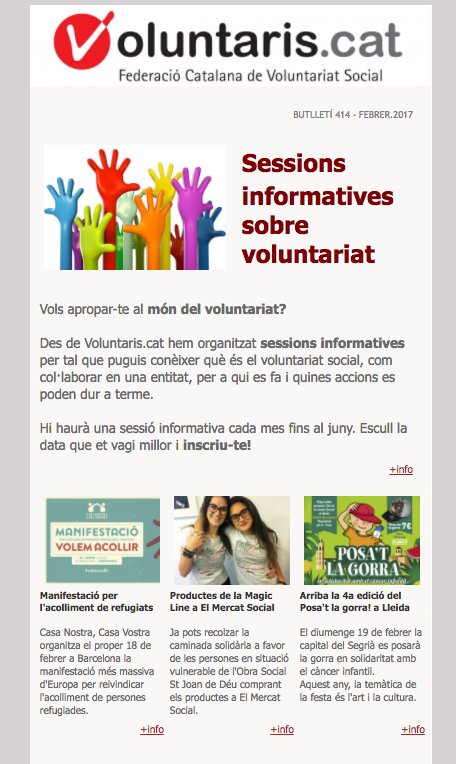voluntaris_cat's tweet photo. Vols estar al dia de totes les novetats d'associacionisme i voluntariat? Subscriu-te al nostre butlletí! https://t.co/GsPCOoj7OL https://t.co/01T8RLpycW