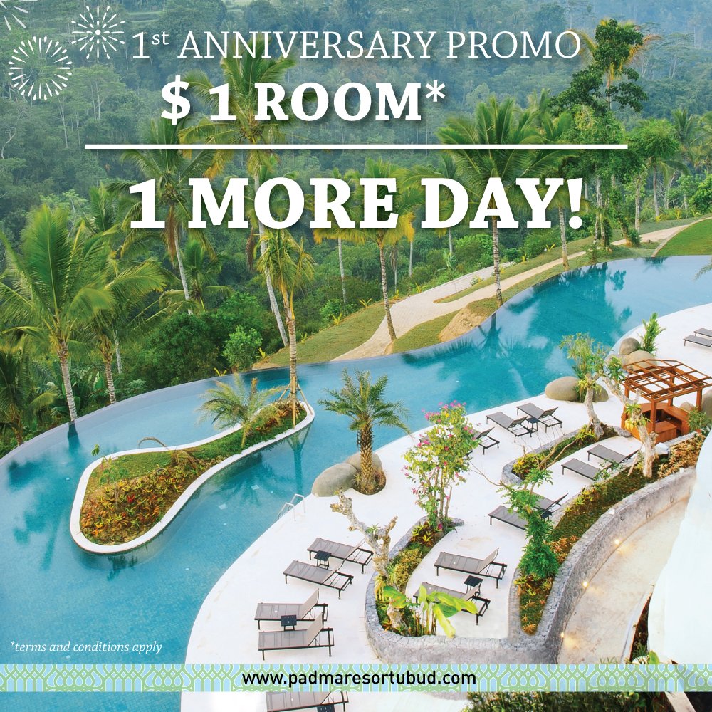 PadmaUbud's tweet photo. ONE MORE DAY until the start of our first anniversary promo, stay tuned!!
#padmaubud #padmaresort https://t.co/sv7Ck5kJoJ