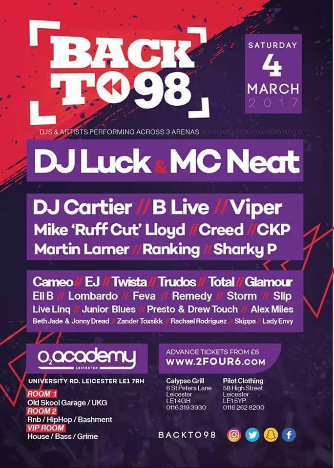 This Saturday I'm DJing at the Leicester O2 Academy for Back To 98! 
facebook.com/events/1729288…
Huge line up, cannot wait!!!