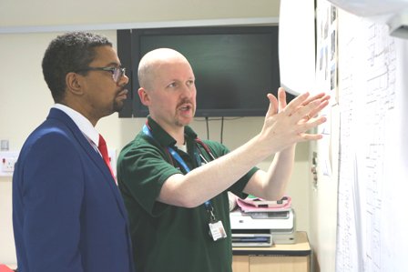 WGHealthandCare's tweet photo. Visited Ysbyty Gwynedd after announcing £14m improvements to emergency &amp; urgent care services. Thanks for showing me the plans Dr Perry. https://t.co/JdoR5cFISA