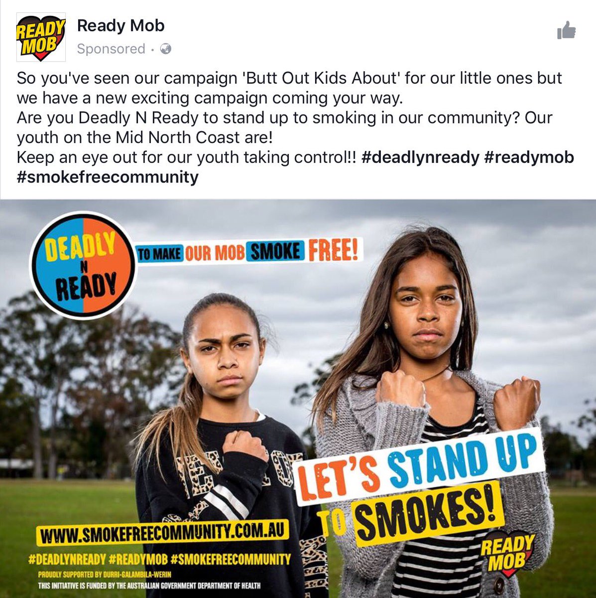 NACCHOAustralia's tweet photo. @Matt_Cooke86 new #deadlynready #smokes campaign from #readymob #acchos @Galambila #Durri #Werin Mid-Nth Coast NSW https://t.co/L0OJLJdbxD https://t.co/jeUGLu2fTb
