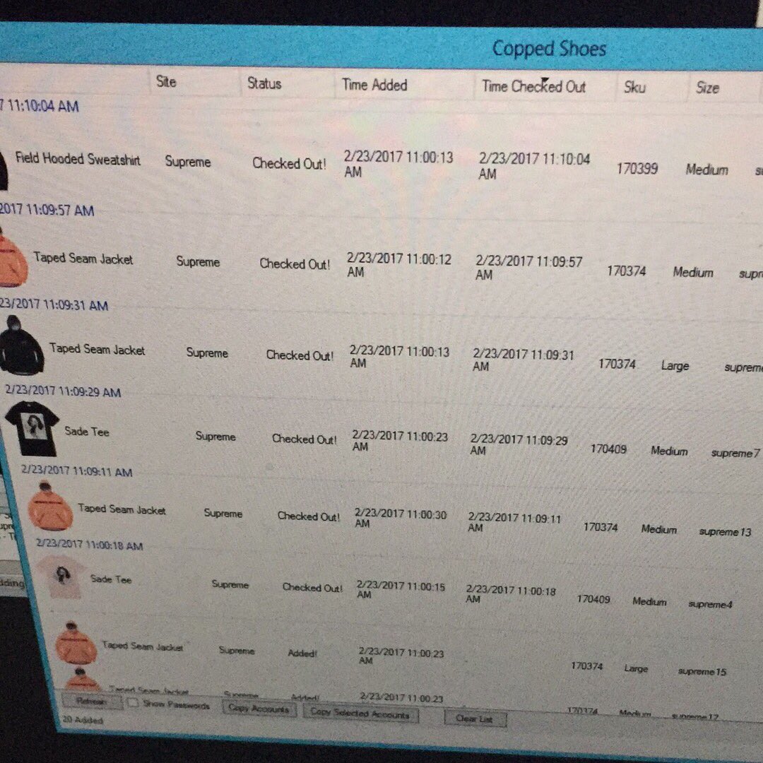 jjj901031's tweet photo. Thanks for the week 1！！！@AnotherNikeBot @ANB_AIO @SupremeProxys @ATCproxys https://t.co/NkOeTehvFy