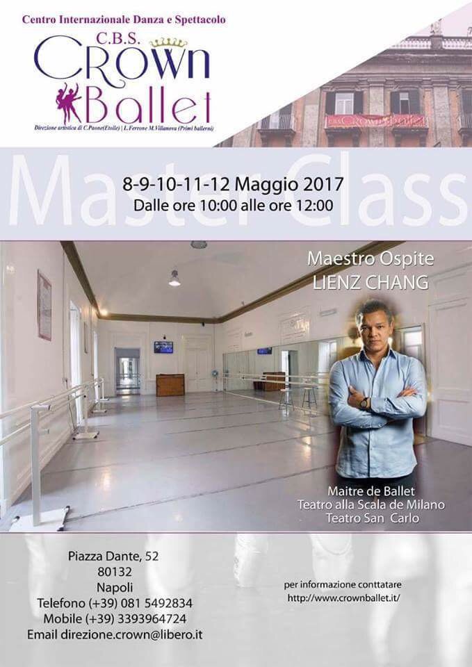 CrownDirezione's tweet image. Dall'8 al 12 maggio master calss LIENZ CHANG alla Crown #Ballet