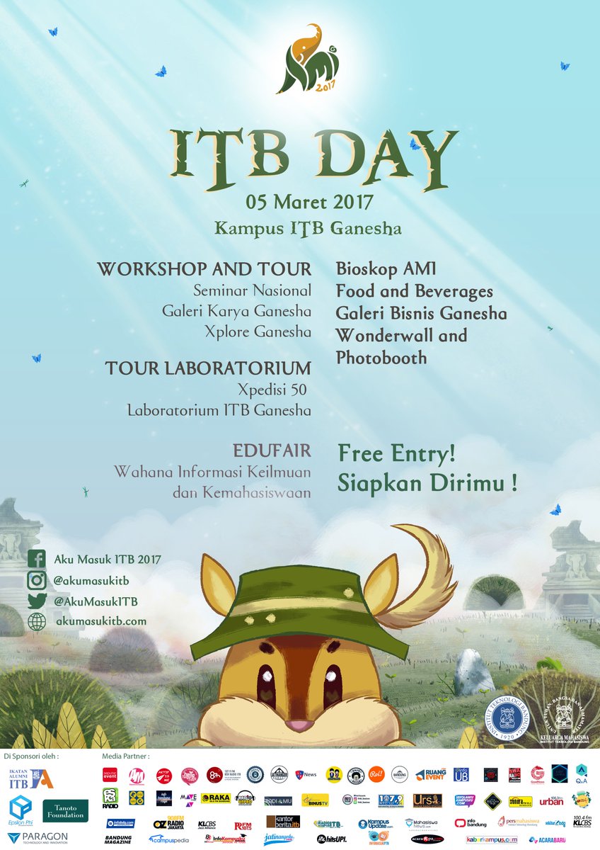 InfoBdgEvent's tweet photo. HARI INI! Yuk datang ke open house #ITBDay, km bisa jalan2 dan eksplor semua ttg ITB loh! FREE @AkuMasukITB  https://t.co/5fR1U8ONeH