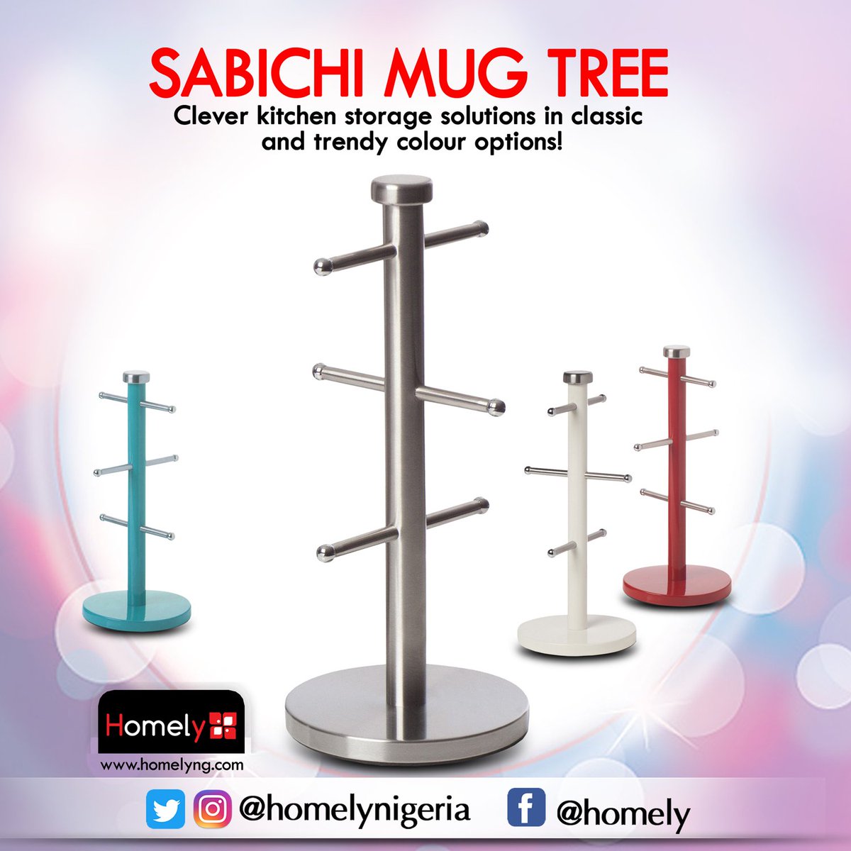 HomelyNigeria's tweet photo. Clever kitchen storage solutions in classic and trendy colour options! #homely #mug #mugtree #homeappliances #household #kitchen #bathroom 😃 https://t.co/TysT2Wk3Fi