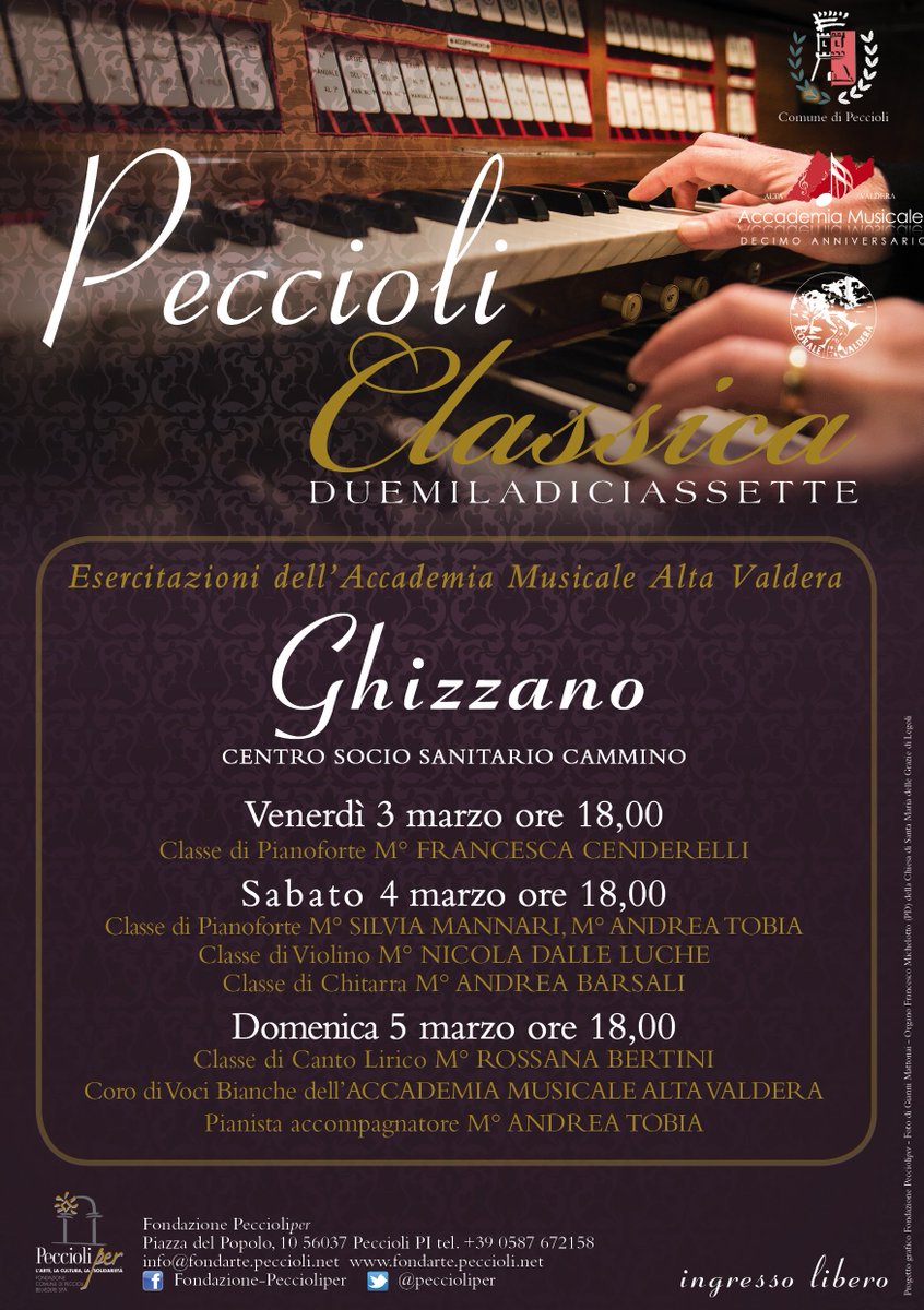 peccioliper's tweet photo. Esercitazioni-concerto dell'#accademiamusicalealtavaldera 3-4-5- marzo a Ghizzano https://t.co/wZqzEd2At9