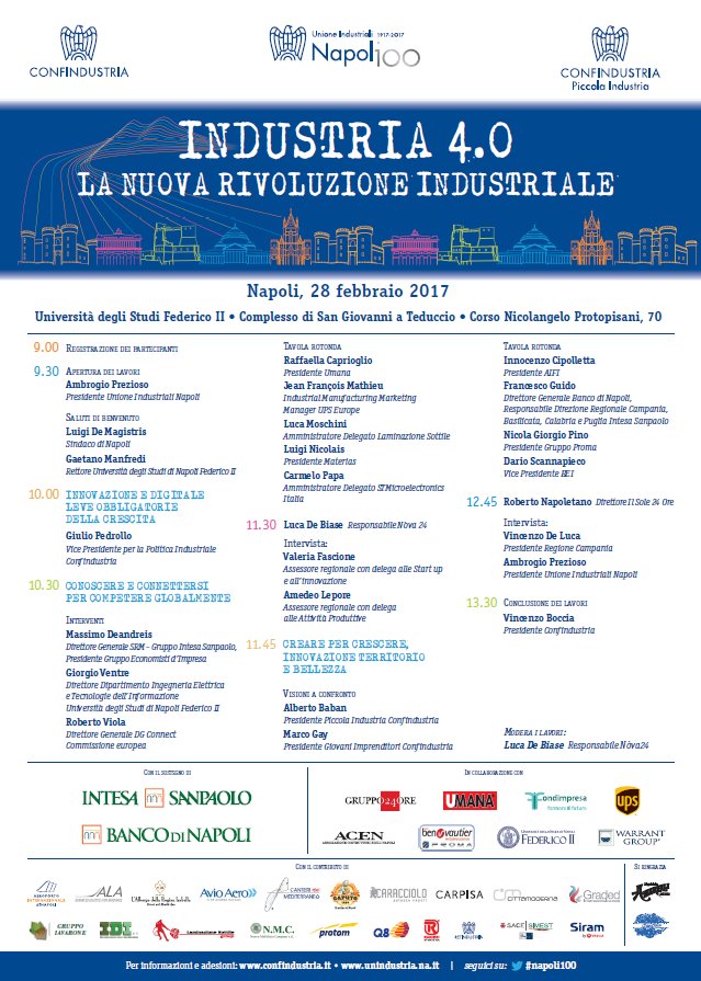 Unindustria Napoli (@unindustria_na) on Twitter photo Vi diamo appuntamento a domani mattina ore 9.00 per il convegno "Industria 4.0, la nuova rivoluzione industriale" #Napoli100 Vi diamo appuntamento a domani mattina ore 9.00 per il convegno "Industria 4.0, la nuova rivoluzione industriale" #Napoli100