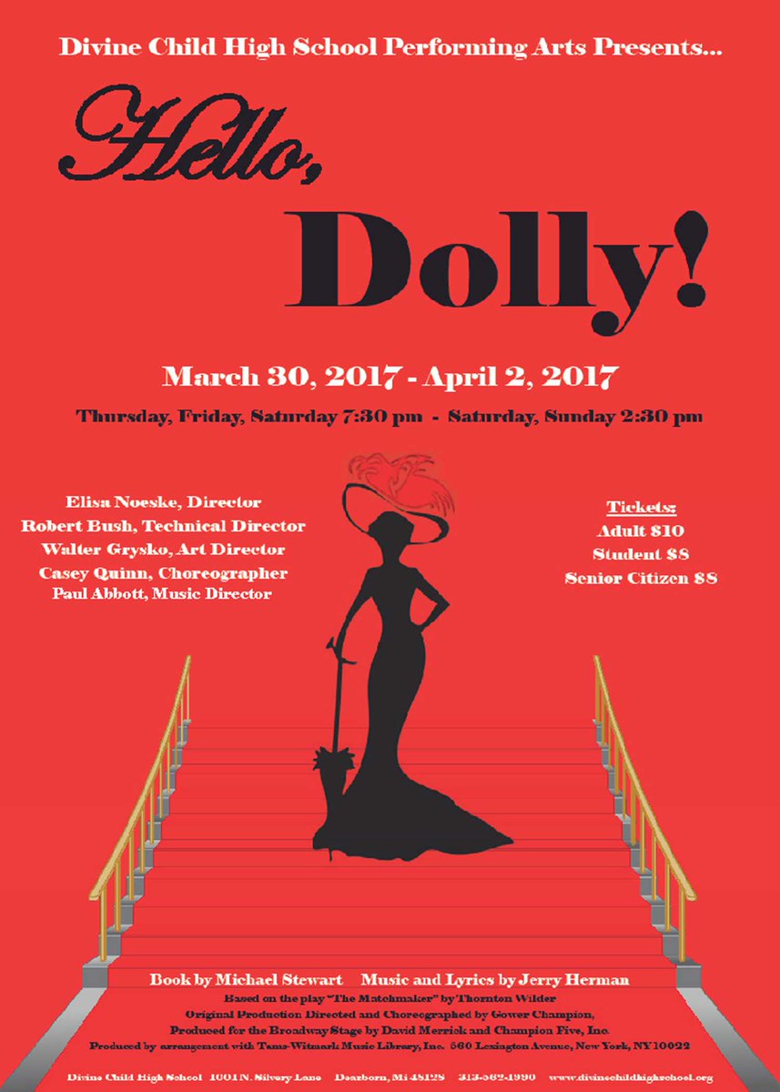 Tickets for Hello Dolly are on sale now! artsatdivinechild.org <a href="/DivineChildSch/">Divine Child Catholic Schools</a> <a href="/DC1958/">Divine Child HS</a>