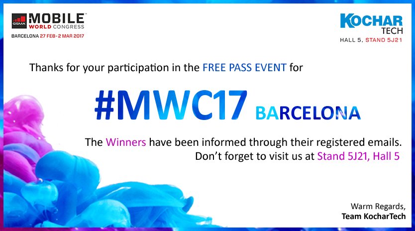 KocharTech's tweet image. #KocharTech #MWC17