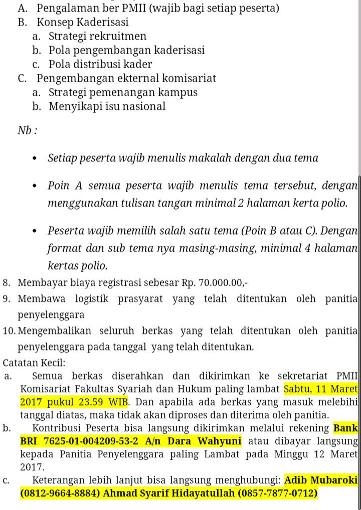 Persyaratan PKD PMII KOMFAKSYAHUM 2017. terakhir pendaftaran tgl 10 maret 2017 ya batt. Jangan kelewat, ntar nyesel :p
