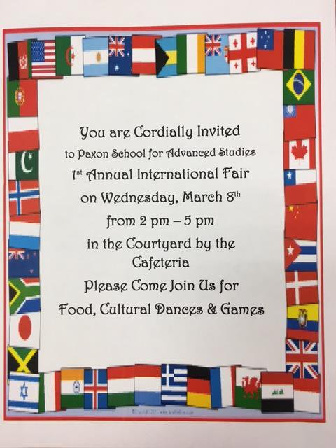 Join us on March 8 for a celebration of international culture, food and games!!! Don't miss this fun opportunity--