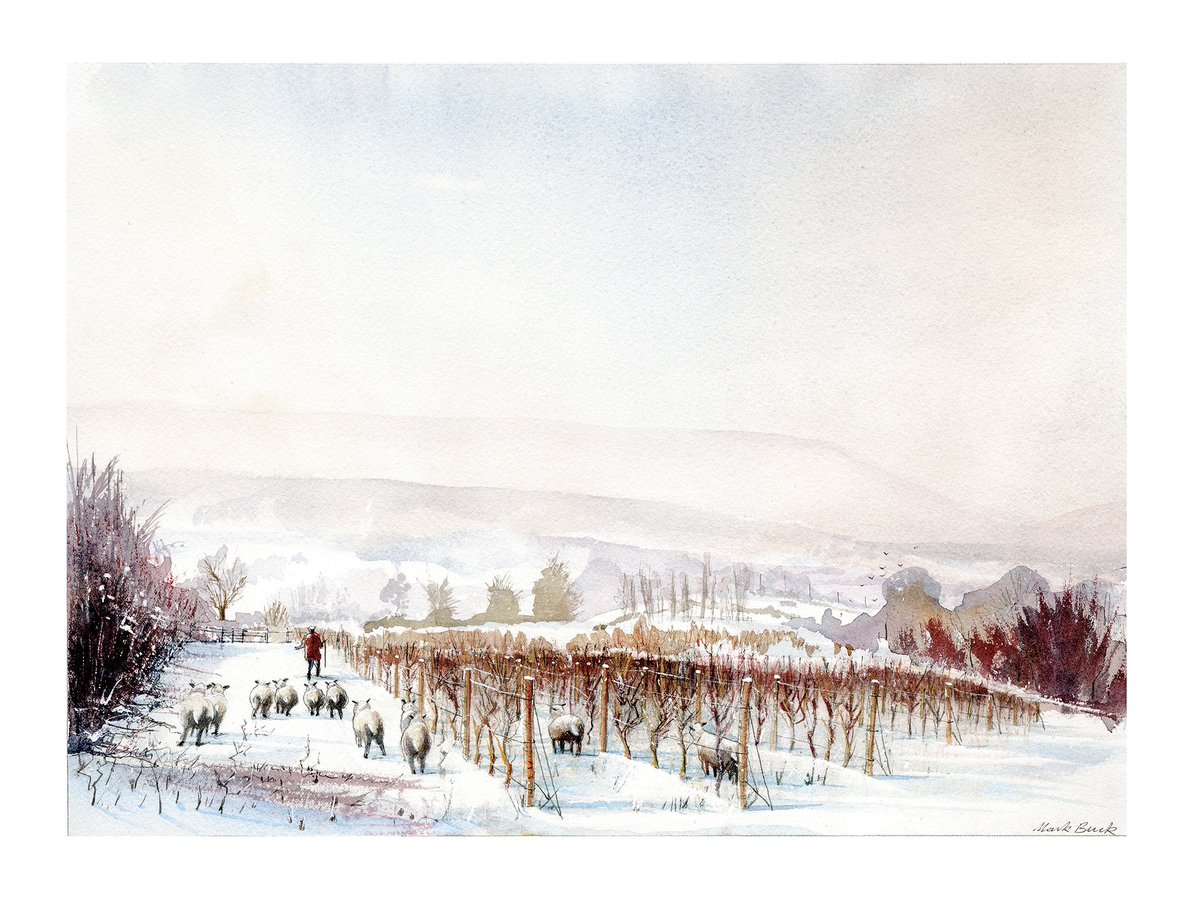 Came across this scene walking south towards the South Downs through a snowy vineyard near River. <a href="/KevisHouse/">Kevis House Gallery</a> #art #petworth