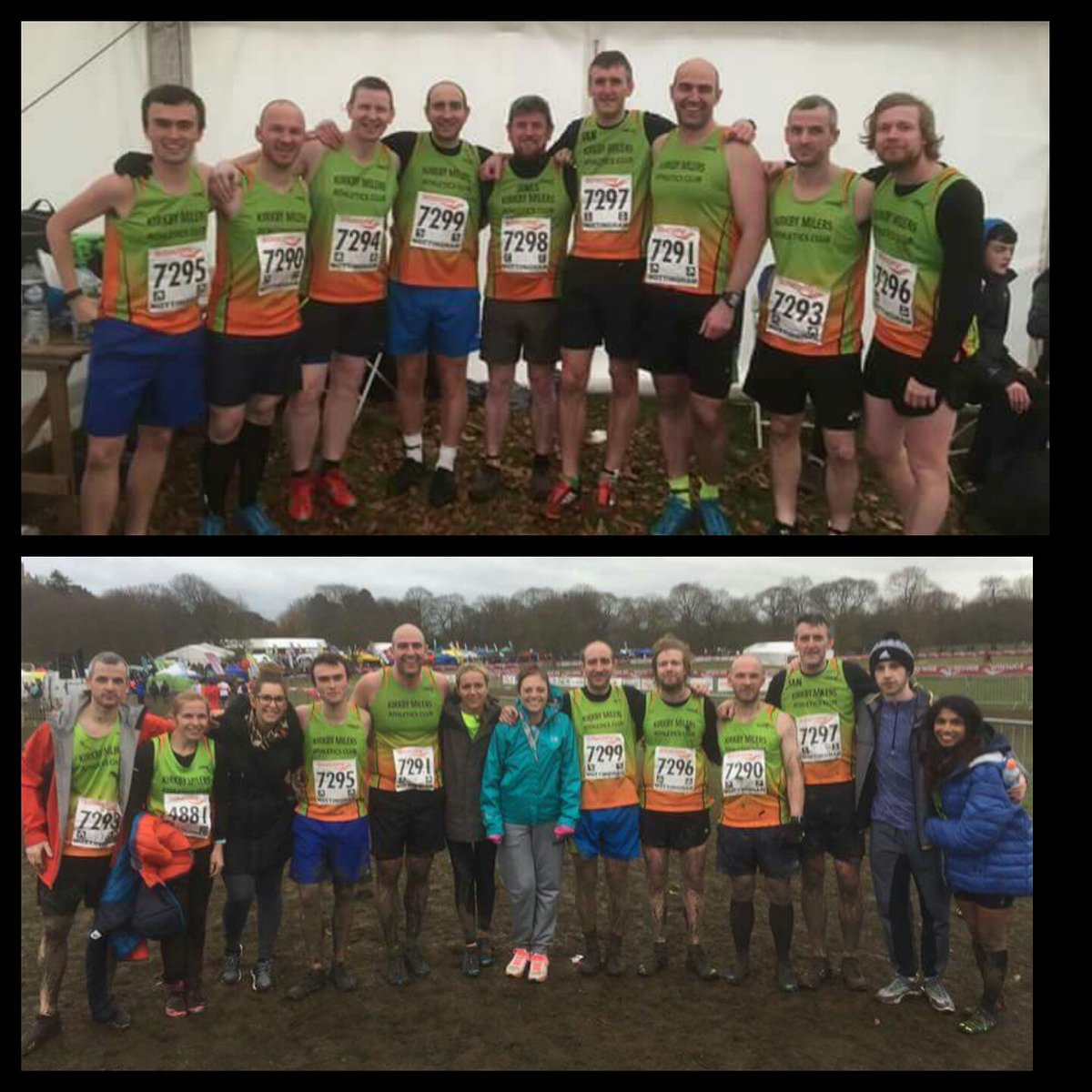 copeypaul's tweet photo. Before and after team pics from Saturday's National xc Champs in Nottingham. Brilliant course with loads of mud https://t.co/ZUA0jUVZ6n