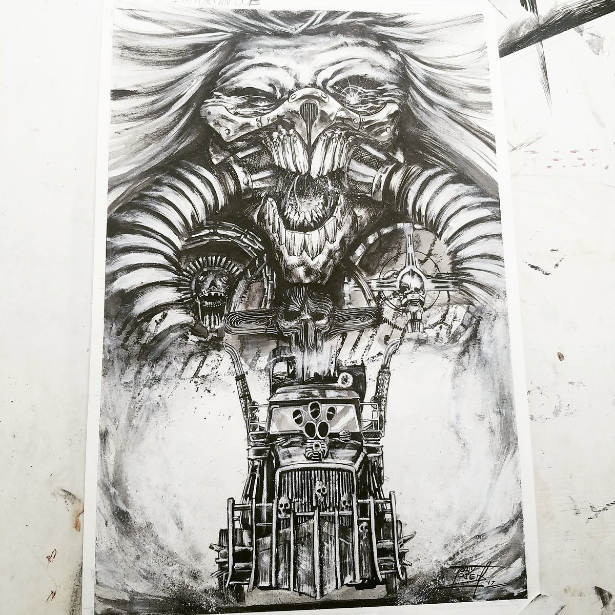 ThePainterDude's tweet photo. Done:) #tonyojeda #warrig #madmax #furyroad #immortanjoe #ratrod #sketch #doodle #pinup #poster #art #rideeternal #ink #brush #technique https://t.co/80MyumsXup